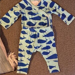 Hanna Andersson Baby Wiggle Pants in organic cotton- Blue Whales